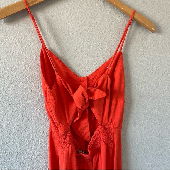 Forever 21 Coral Button Front Midi Dress Adjustable Straps Open Back Size Medium - Picture 4 of 5